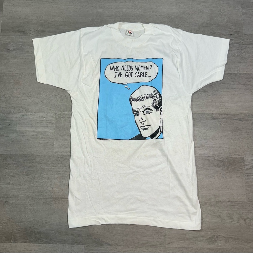 Vintage Roy Lichtenstein Shirt Men’s 80s Pop Art‎ Flying Fish Who Needs Women’s?